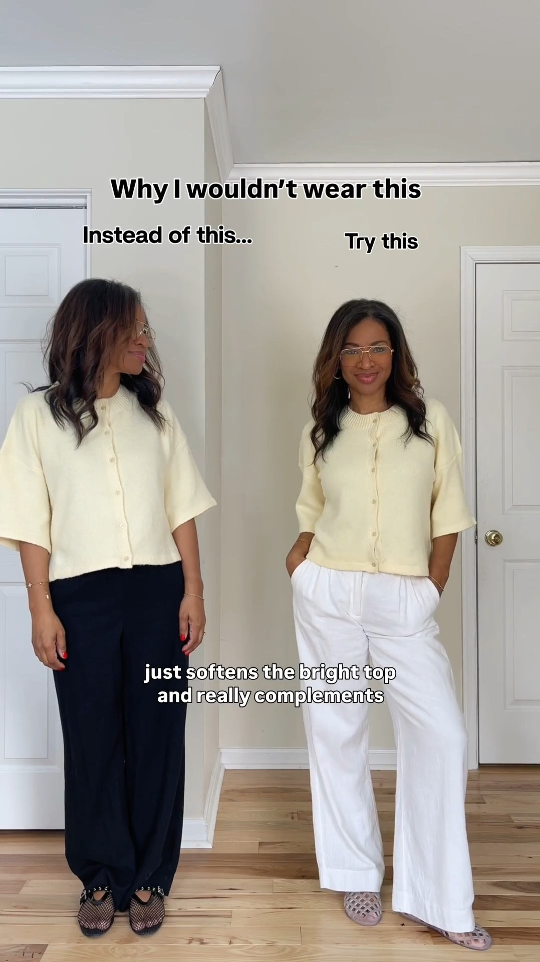 Wearing a medium in the cardigan but if you want it true to your size, that also works! My white linen pants are a size 27 regular. Not really see through at all. Partially lined. Size 1/2 down in clear jelly shoes 

 #ltkgrwm #ltkootd #ltkover40

