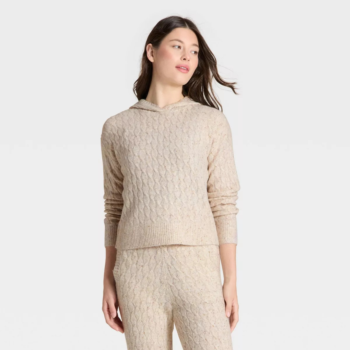 Women's Cashfeel Cable Knit Hooded Pullover Sweater - Auden™ | Target
