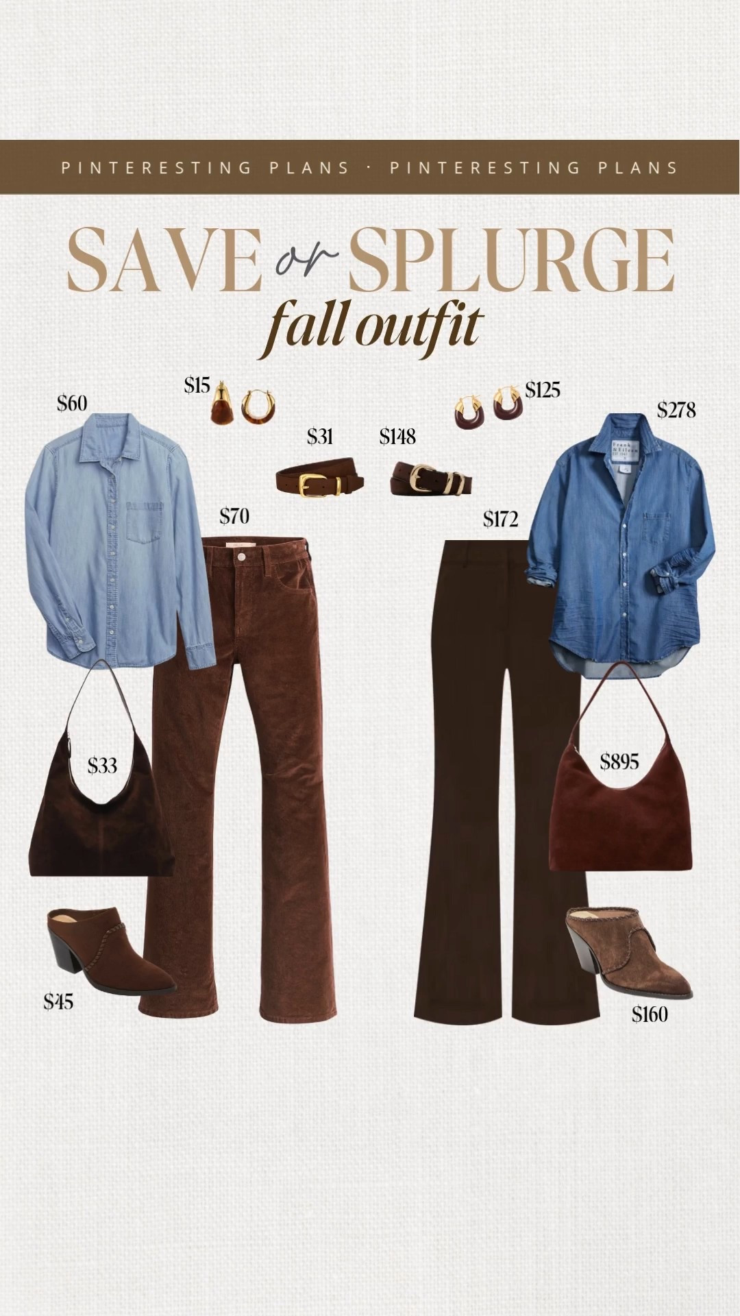 Save and splurge fall outfit 🙌🏻🙌🏻

Denim button down shirt, 

#LTKStyleTip #LTKSeasonal #LTKFindsUnder100