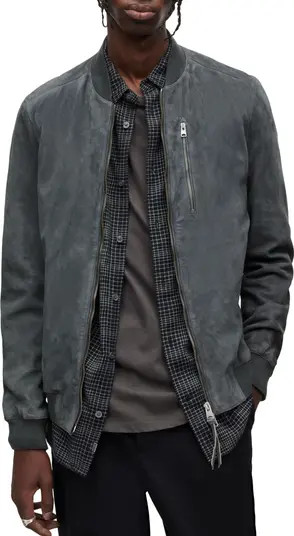 AllSaints Kemble Suede Bomber Jacket | Nordstrom | Nordstrom