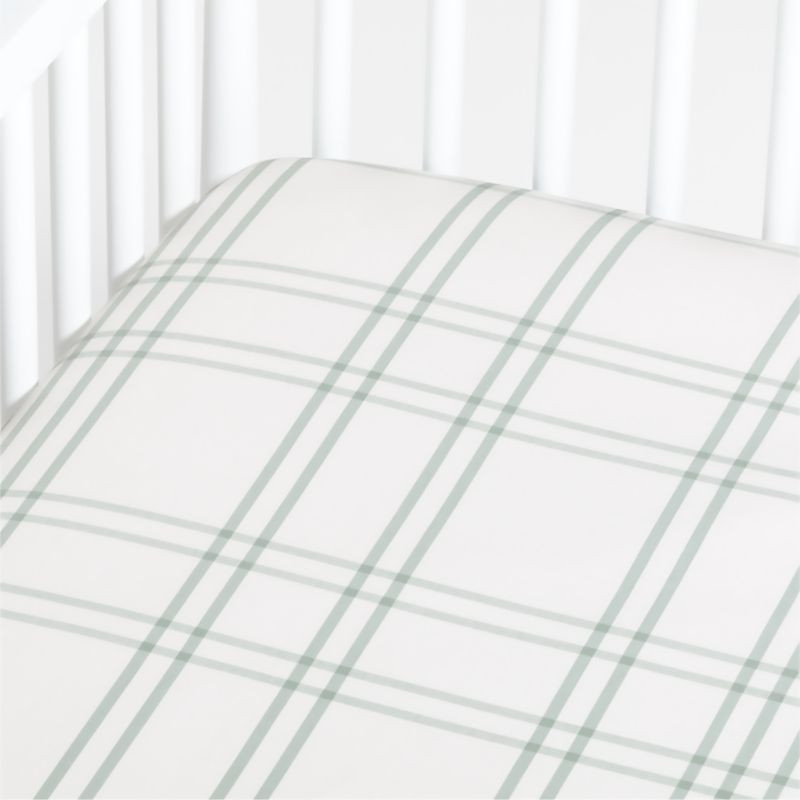 Stax Modern Organic Cotton Blue Baby Crib Fitted Sheet | Crate & Kids | Crate & Barrel
