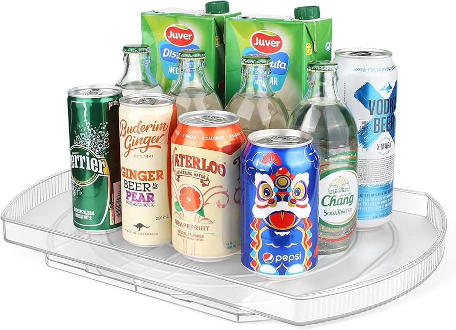 16.5'' Rectangular Lazy Susan for Refrigerator, Slide and 360° Rotate Turntable Organizer for Fr... | Amazon (US)