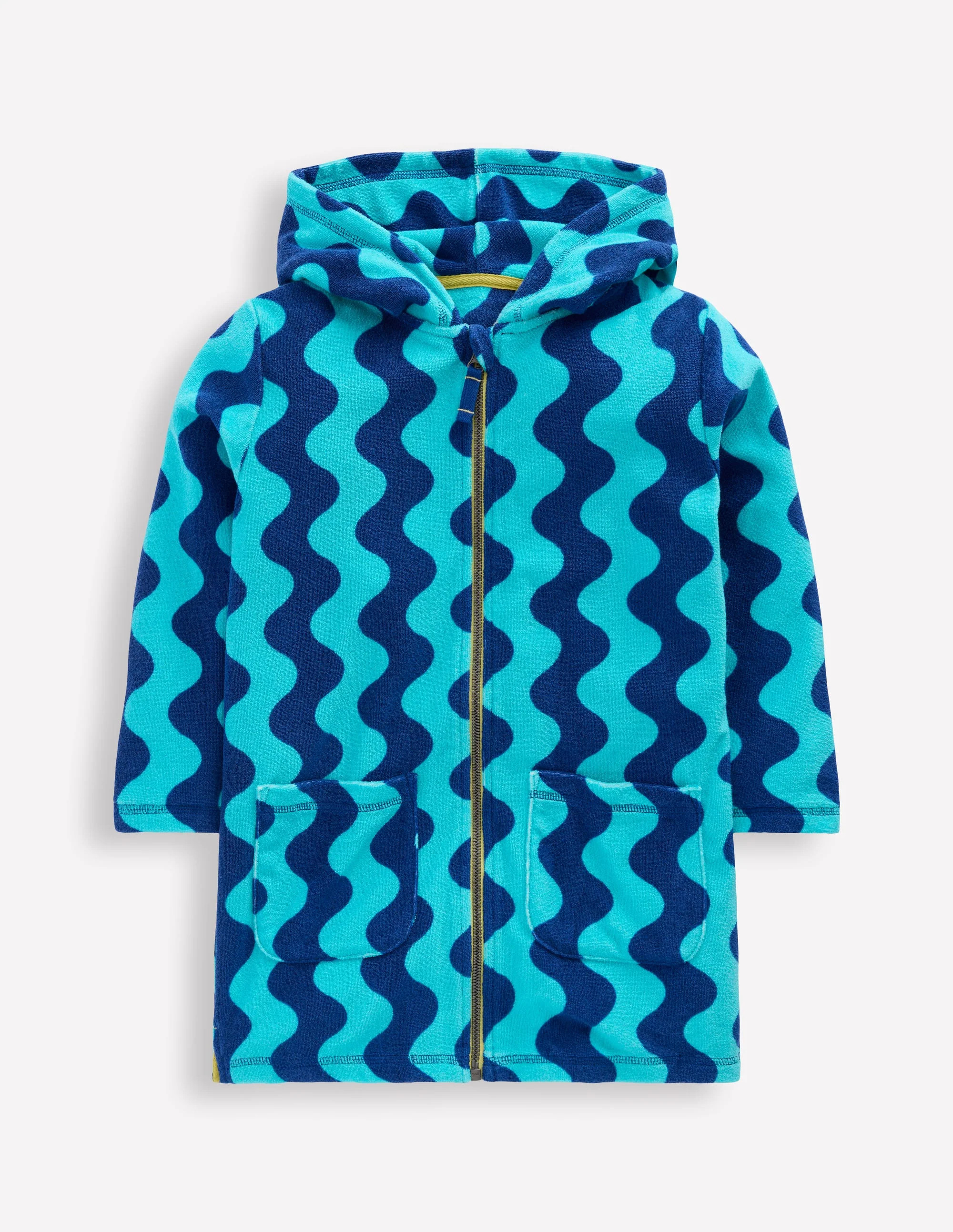 Towelling Zip-Up Throw-On-Blue Waves | Boden UK