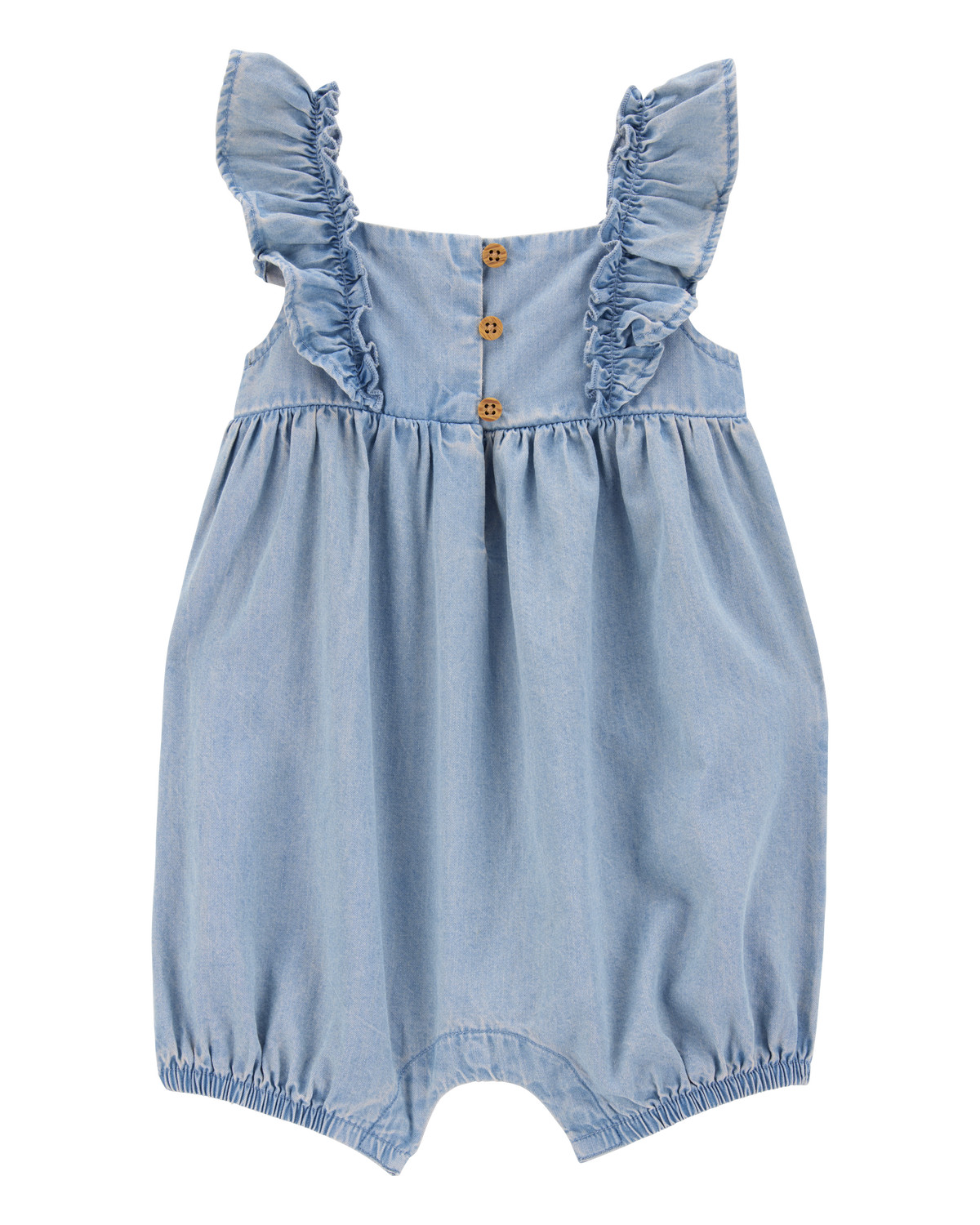 Baby Girl Chambray Flutter Romper | Carter's Inc