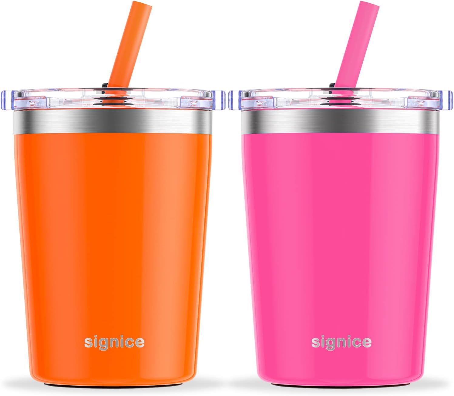 Signice Kids Cups with Straw Lid Upgraded Leak Proof 8.5 Oz Toddler Smoothie Cup Vacuum Insulated... | Amazon (US)