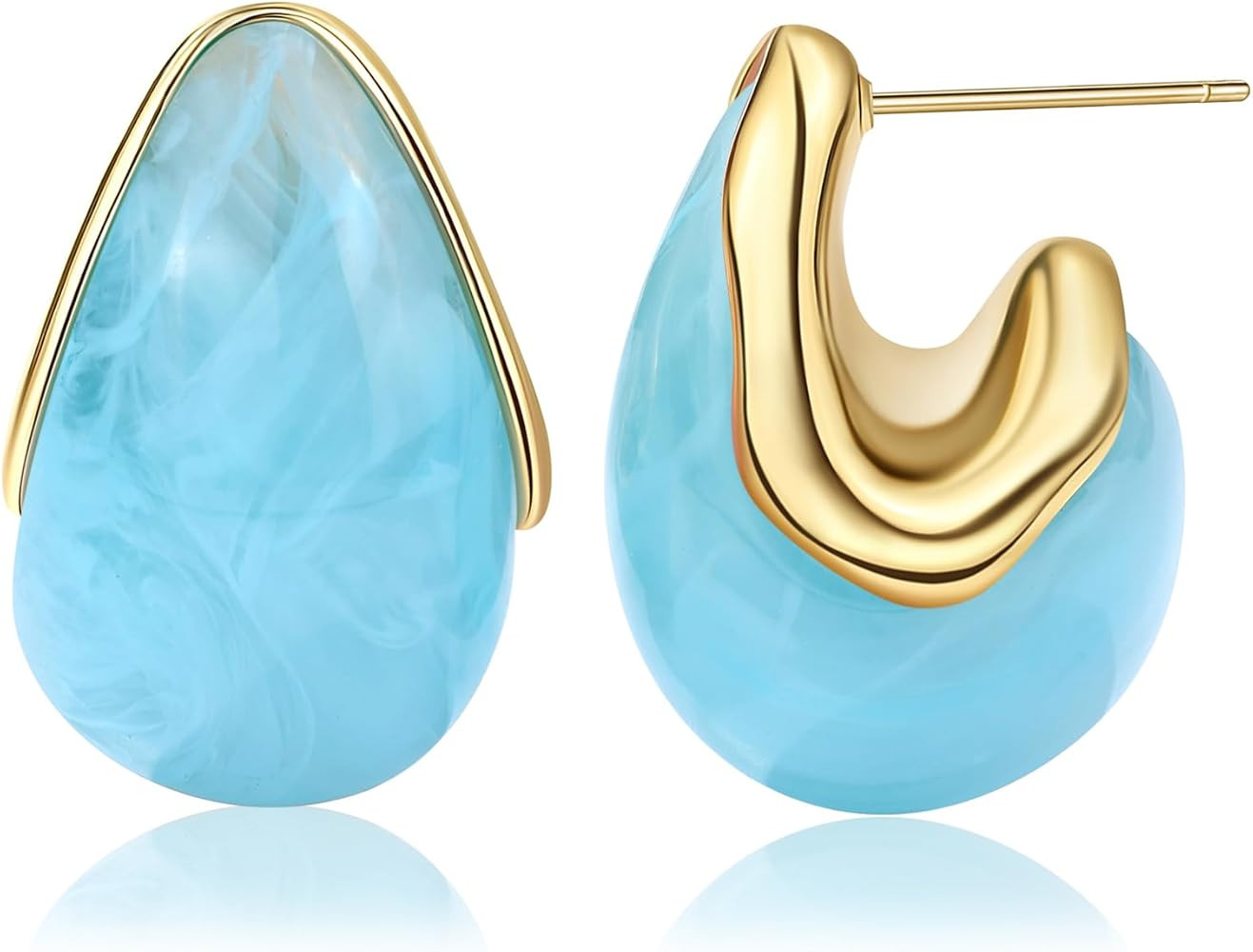 Acrylic Teardrop Hoop Earrings Chunky Gold Dangle Drop Earring Vintage Statement Jewelry for Wome... | Amazon (US)