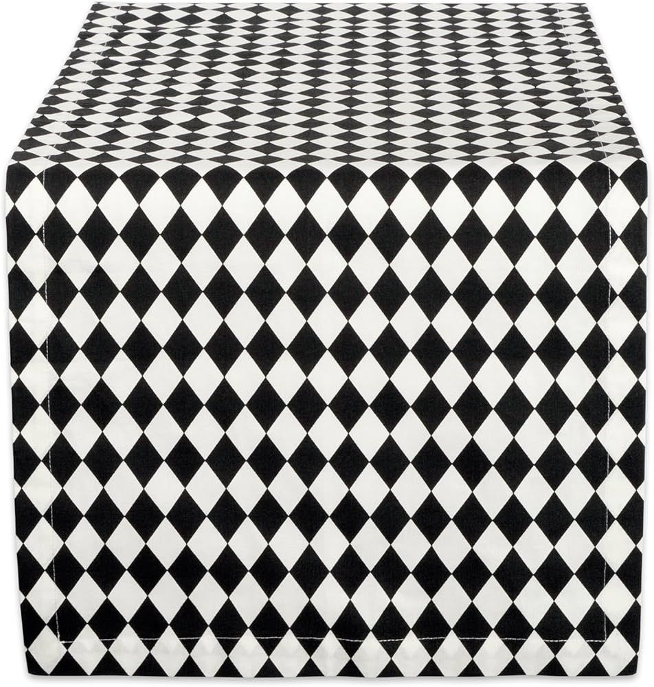 DII Halloween Tabletop, Harlequin Collection, Table Runner, 14x108, Black and Cream | Amazon (US)
