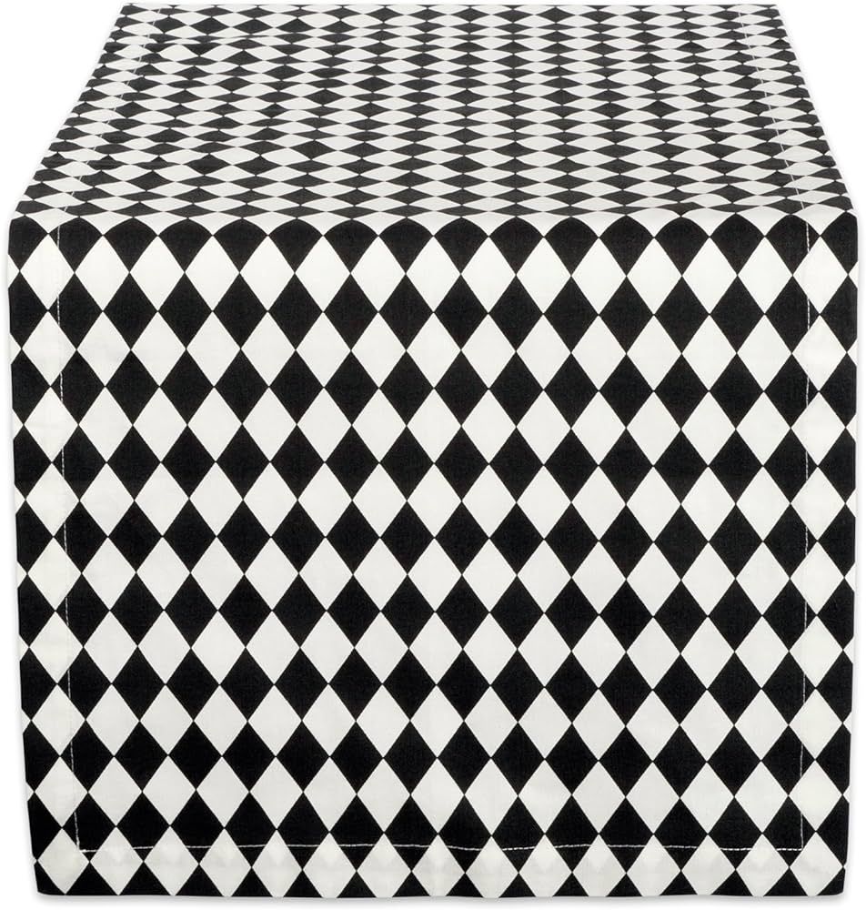 DII Halloween Tabletop, Harlequin Collection, Table Runner, 14x108, Black and Cream | Amazon (US)
