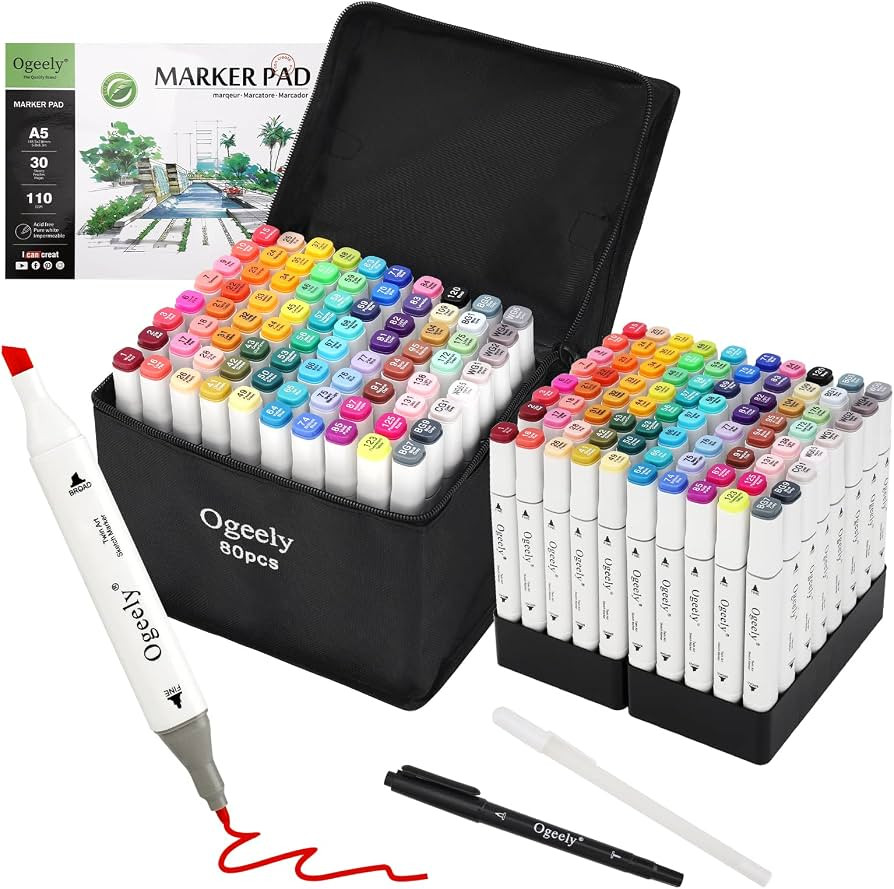 Alcohol Markers, 82 Color Dual Tip Art Markers for Kids Adults, Permanent Sketch Markers for Arti... | Amazon (US)