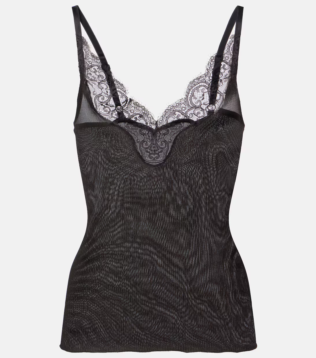 Lace-trimmed ribbed-knit silk camisole | Mytheresa (US/CA)