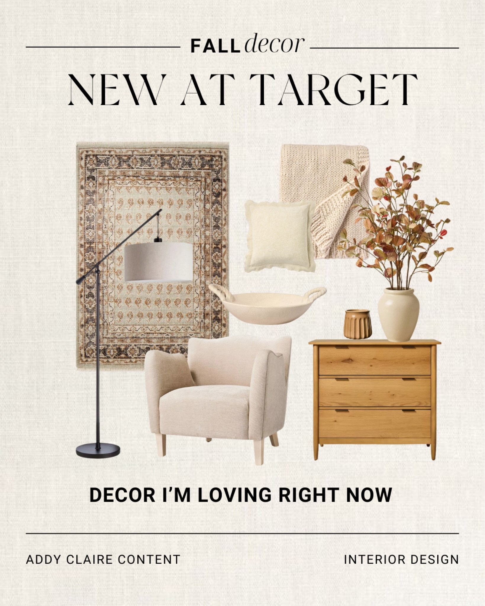 New Affordable Home Decor Finds for fall from target! 
Accent chair/ wall art/ target finds/ home decor/ bedside table/ throw pillow/ fall decor/ lamp/ fall floral
#lamp #modern #organic #target #basket #affordable #under10

#LTKSeasonal #LTKFindsUnder50 #LTKStyleTip