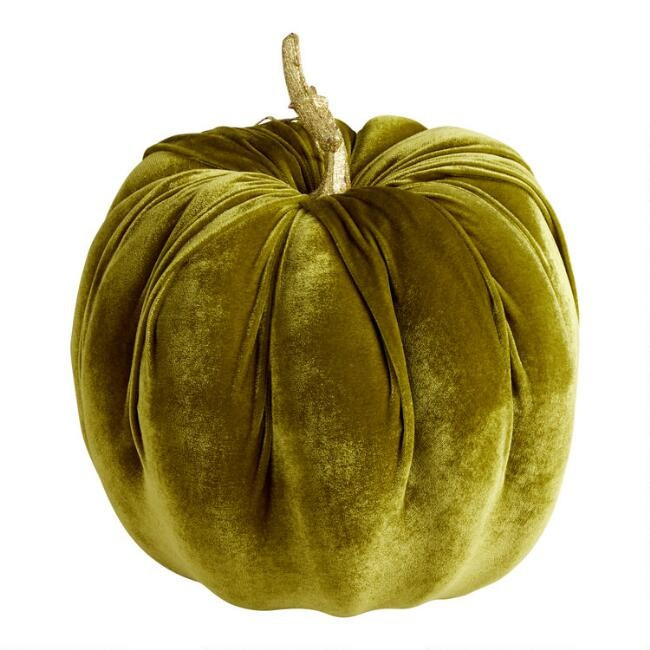 Pier Place Green Velvet Pumpkin Decor | World Market