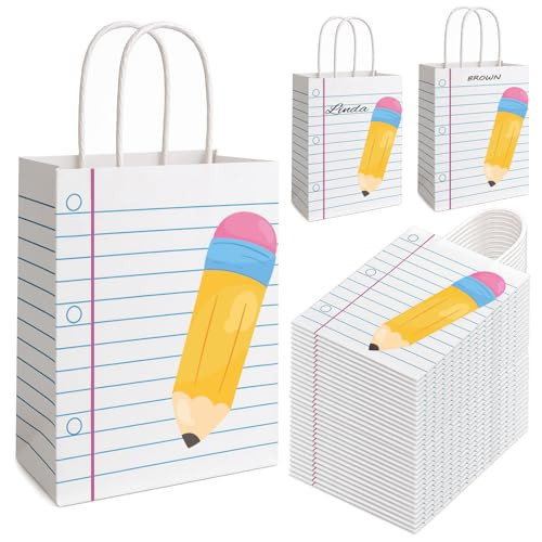 FOGWOWO 36Pcs Teacher Appreciation Gift Bags Teacher Gift Bags Bulk School Gifts Bag with Handles,Pencil Notebook Line End of Year Teacher Gifts Back to School Treat Bags for Graduation Retirement Wrapping Supplies | Amazon (US)