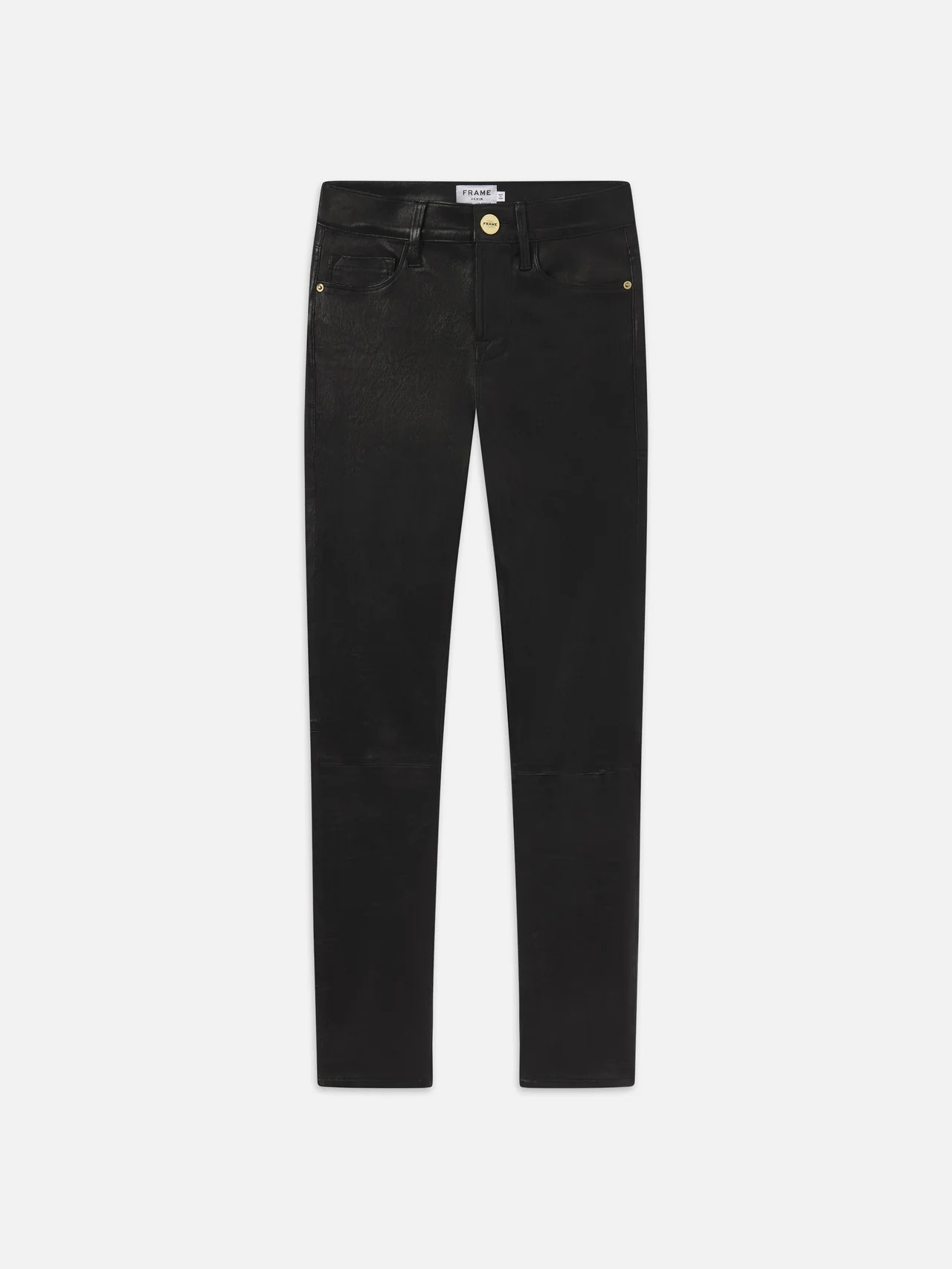 Leather Le High Skinny in Washed Black | Frame Denim