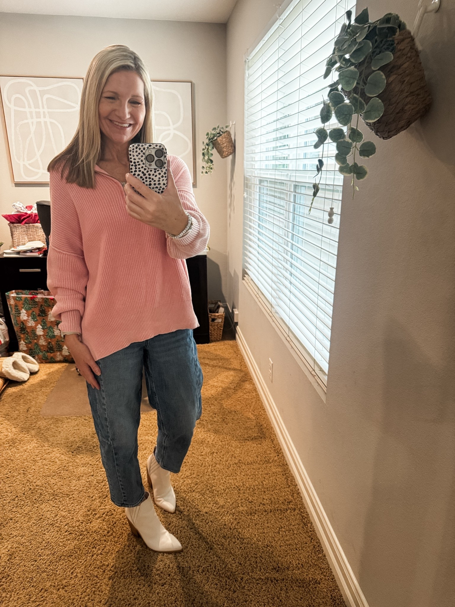 Still going strong with my favorite barrel jeans from Old Navy. These are currently on sale. My Aerie sweater is from last year but I linked another option. 

#LTKOver40 #LTKFindsUnder50 #LTKootd