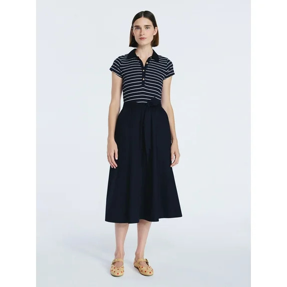 Free Assembly Women's and Women's Plus Belted Mixy Polo Midi Dress with Short Sleeves, Sizes XS-4... | Walmart (US)
