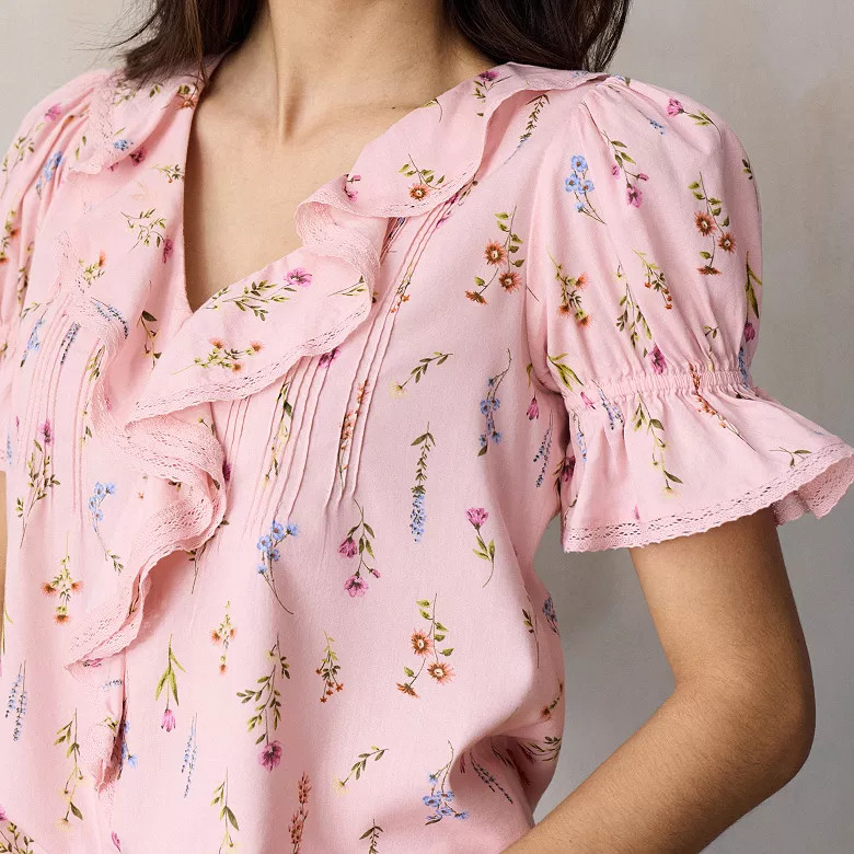 Women's LC Lauren Conrad Ruffle Front Blouse With Tucks | Kohl's