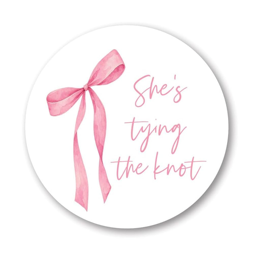 She's Tying The Knot Pink Bow Bridal Favor Sticker - 40 Labels | Amazon (CA)