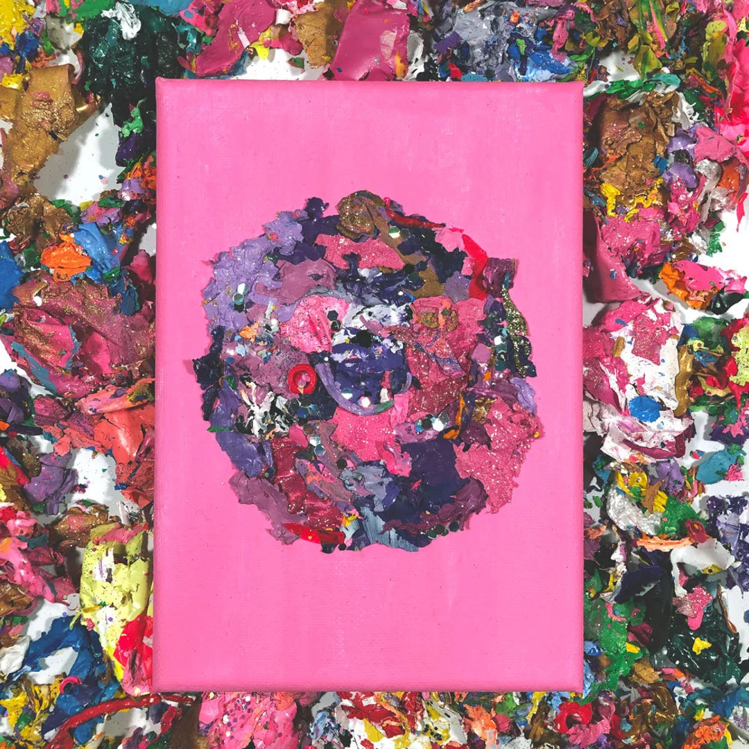 Pink and Purple Mixed Media Collage on Canvas With Glitter 5x7, Acrylic Skin Art - Etsy | Etsy (US)