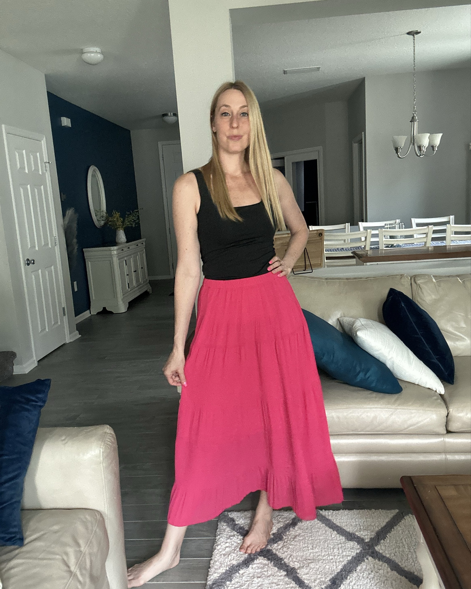 Long bright pink maxi skirt 
🤍 this maxi skirt is full and fun to twirl in
🤍 it can be paired with numerous tops and is stretchy 
🤍 fits true to size, wearing size small and I am 5’10”
🤍 Amazon fashion under $50 find

#LTKTall