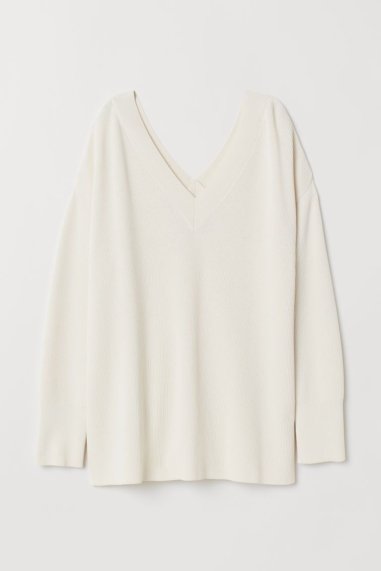 H & M - Ribbed Sweater - White | H&M (US + CA)