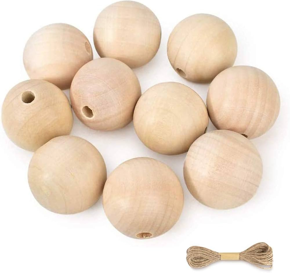 Hagao Natural Wood Beads Round Ball Wooden Loose Beads Unfinished Wood Spacer Beads for Craft-Mak... | Amazon (US)