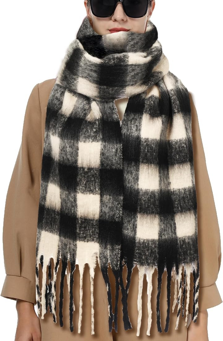 Oversized Blanket Scarf for Women Winter Fall Chunky Plaid Soft Cashmere Feel Thick Scarves with ... | Amazon (US)