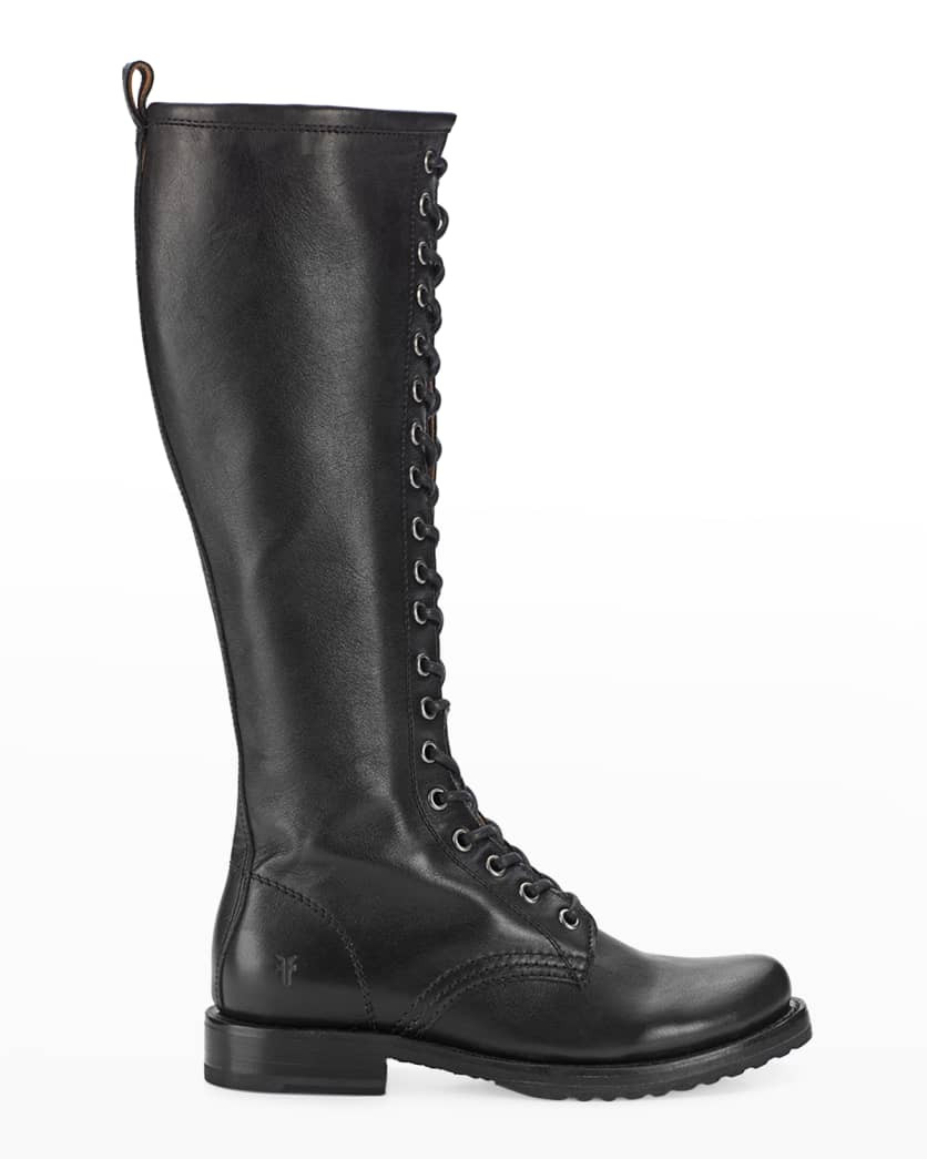 Frye Veronica Leather Tall Combat Boots | Neiman Marcus
