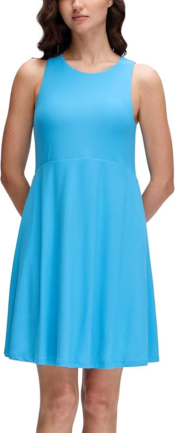CRZ YOGA Cloudweight Double Layer Midi Dress for Women - Crewneck Flowy Tank Top Sleeveless Outfi... | Amazon (US)
