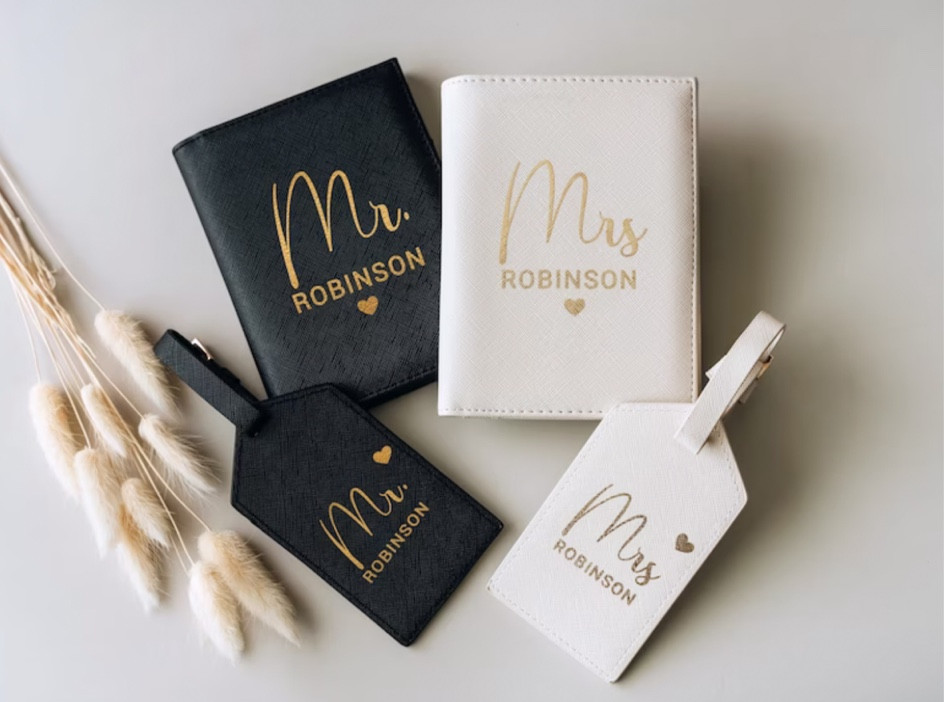 Initials/Name Marble Passport Cover & Luggage Tag Personalized