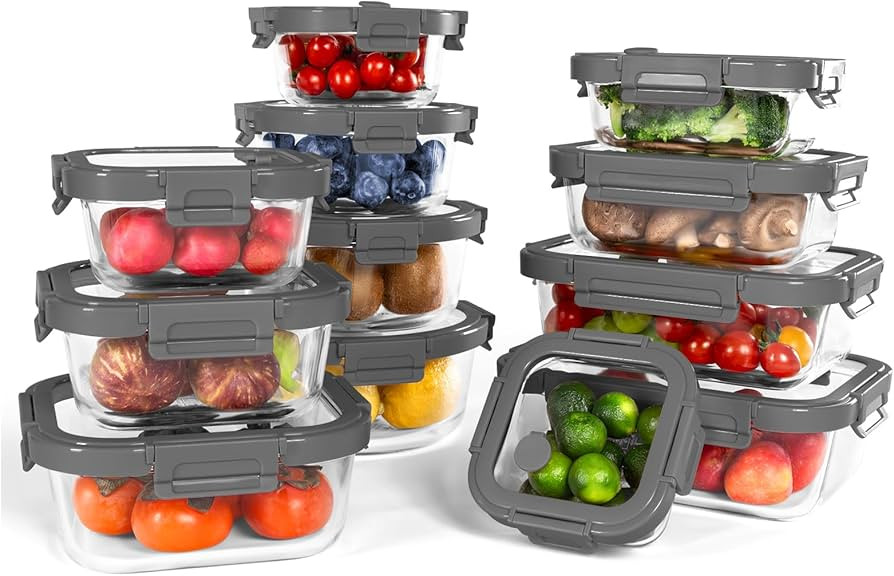12-Pack Glass Containers with Tempered Lids \u2013 Borosilicate, Oven-Safe(-4\u00b0F~950\u00b0F),... | Amazon (US)