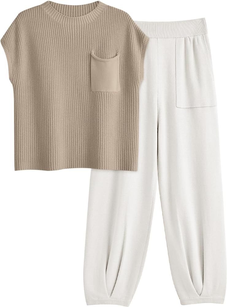 LILLUSORY 2 Piece Knit Sets For Women Trendy Sweatsuit Sets | Amazon (US)