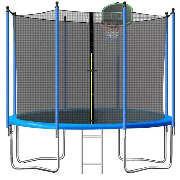 SEGMART 10ft Trampoline for Kids with Basketball Hoop and Enclosure Net/Ladder,Blue | Walmart (US)