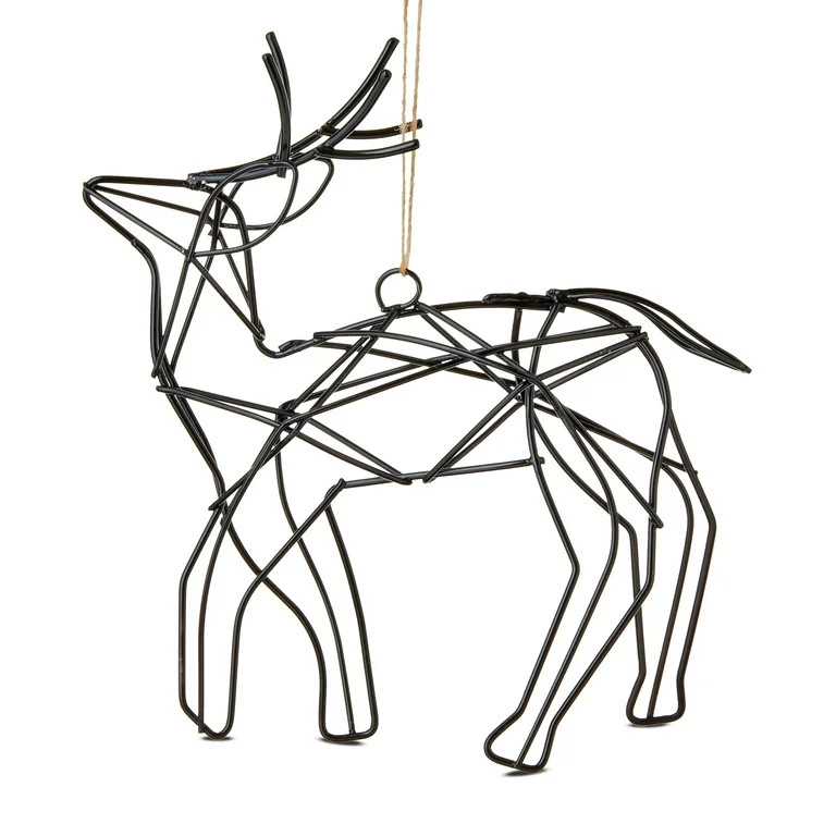 Black Metal Wire Deer Decorative Accent Christmas Ornament, 6 in, by Holiday Time - Walmart.com | Walmart (US)