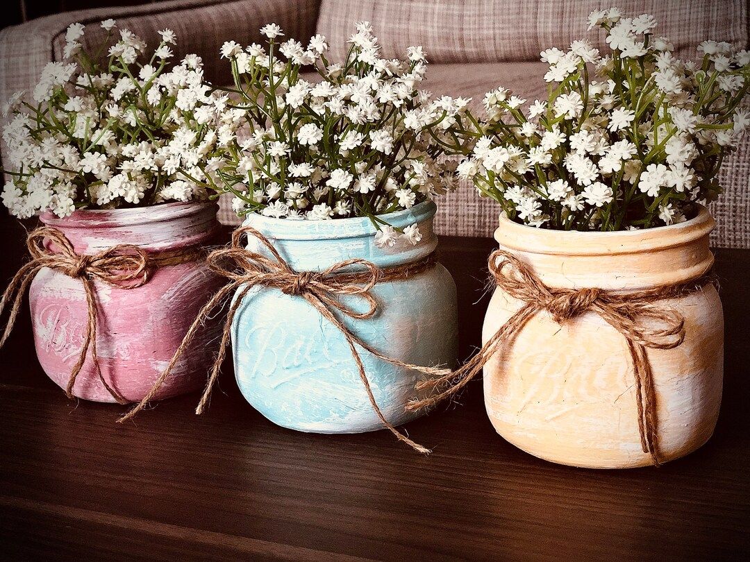 Pastel mason jars | Easter decorations for table | Easter tiered tray decor | Spring decorations ... | Etsy (US)