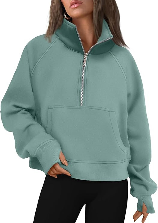 AUTOMET Womens Sweatshirts Half Zip Cropped Pullover Fleece Quarter Zipper Hoodies 2025 Fall Fash... | Amazon (US)