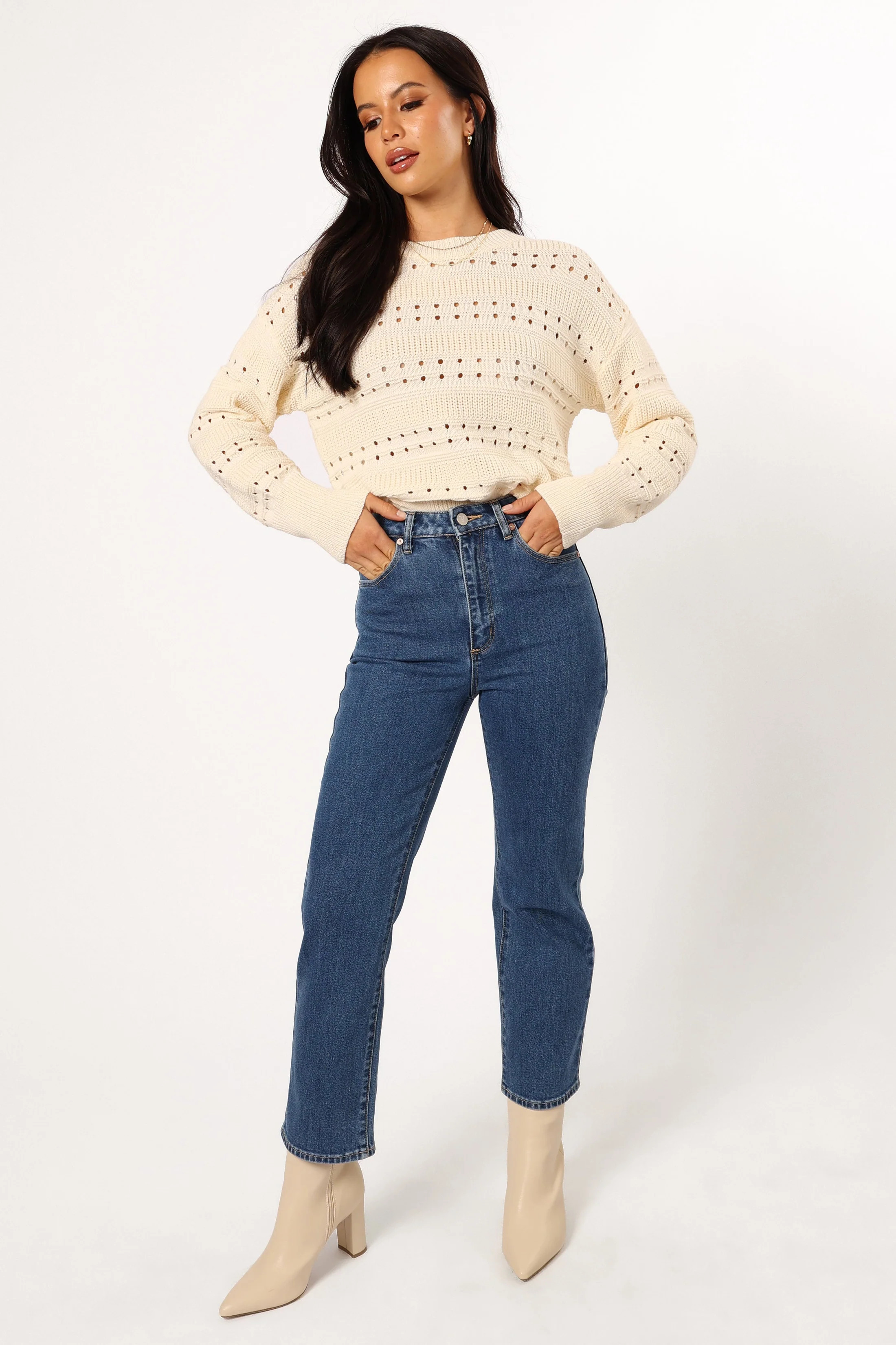 Watton Stripe Knit Sweater - Cream | Petal & Pup (US)