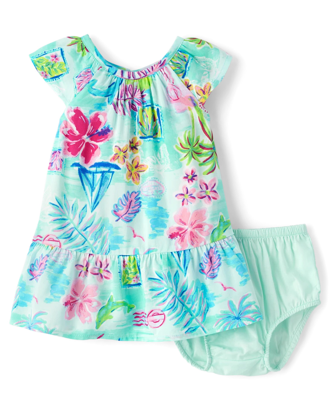 Baby Girls Matching Family Tropical Ruffle Dress - pink | The Children's Place