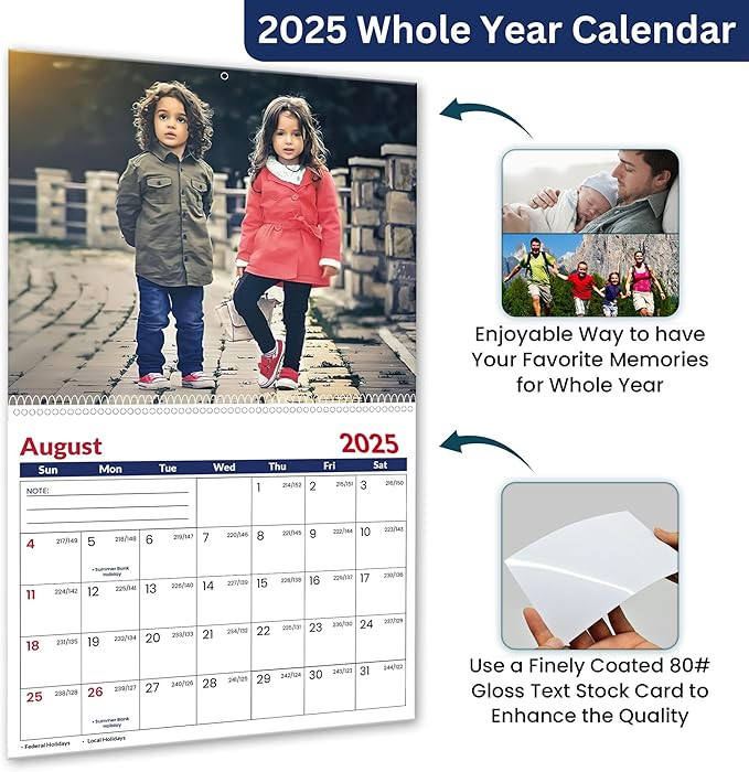 Custom Photo Wall Calendar 2025 for Home & Office - Print Your 13 Memories & Make Your Own Person... | Amazon (US)