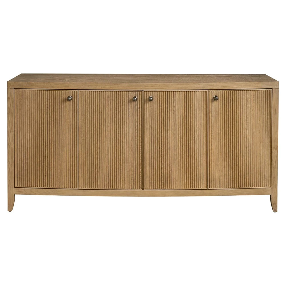 Isabella Modern Classic Fluted Brown Oak Credenza | Kathy Kuo Home
