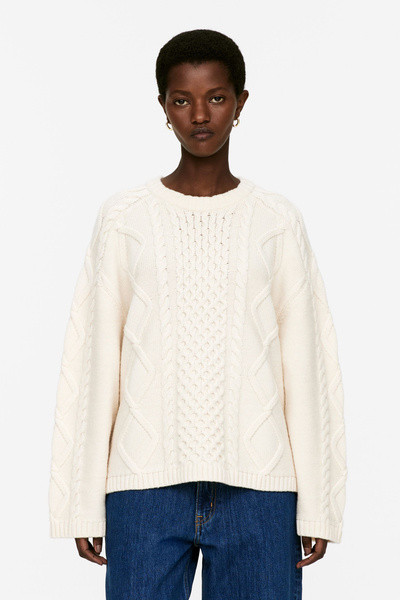 Zopfstrickpullover aus Wolle – Cremeweiß – Women – ARKET AT | Arket EU