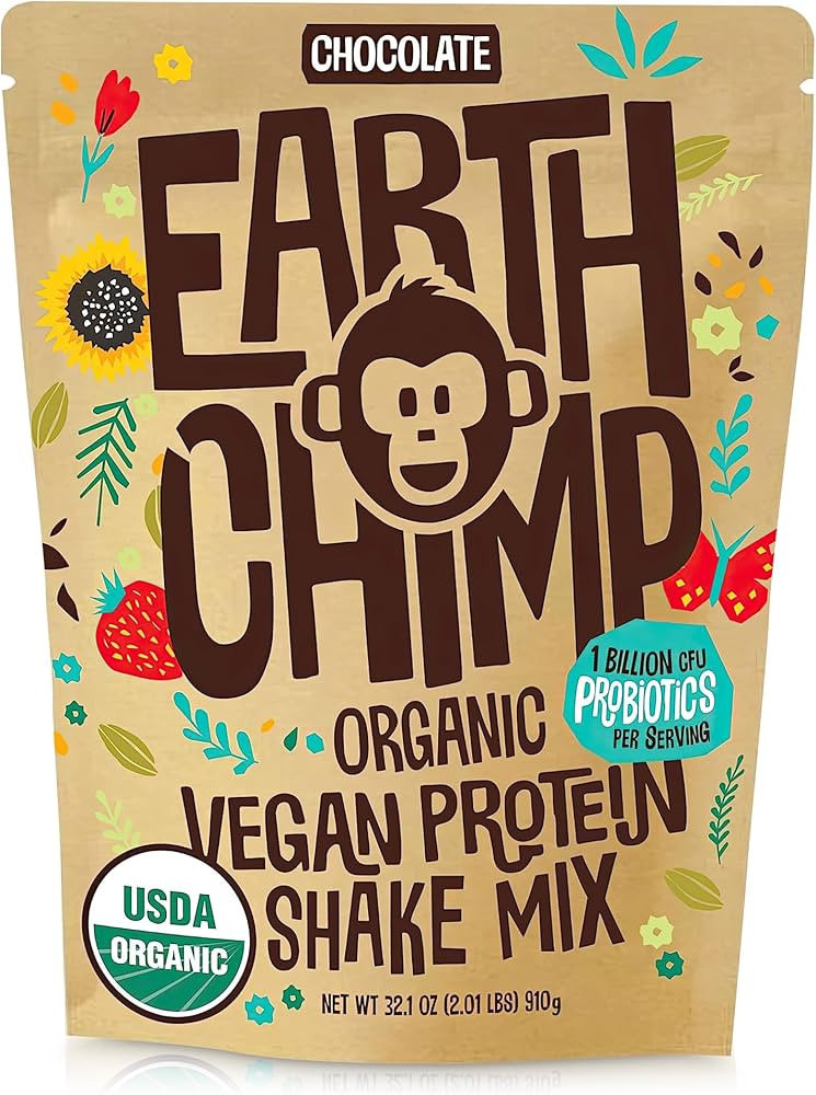 EarthChimp Organic Vegan Protein Powder - with Probiotics - Non GMO, Dairy Free, Non Whey, Plant ... | Amazon (US)