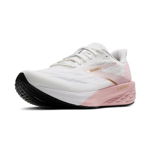Brooks Women’s Launch 11 Neutral Running Shoe - White/Gold/Pink - 7.5 Medium | Amazon (US)