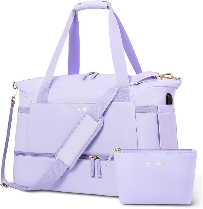 Gym Bag for Women, Sports Travel Duffel Bag with USB Charging Port, Weekender Overnight Bag with ... | Amazon (US)