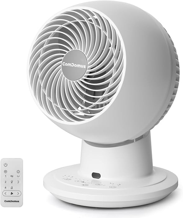 11'' Oscillating Air Circulator Desk Fan, 3D Multi-Directional Oscillation, 5-Speed High Velocity Airflow Table Fan with Night Mode, Timer, Remote for Bedroom, Office, Dorm, desk | Amazon (US)