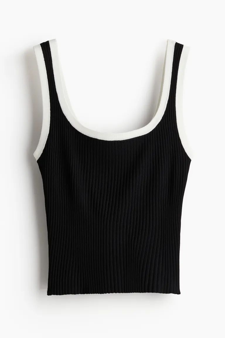 Rib-knit Tank Top - Black - Ladies | H&M US | H&M (US + CA)