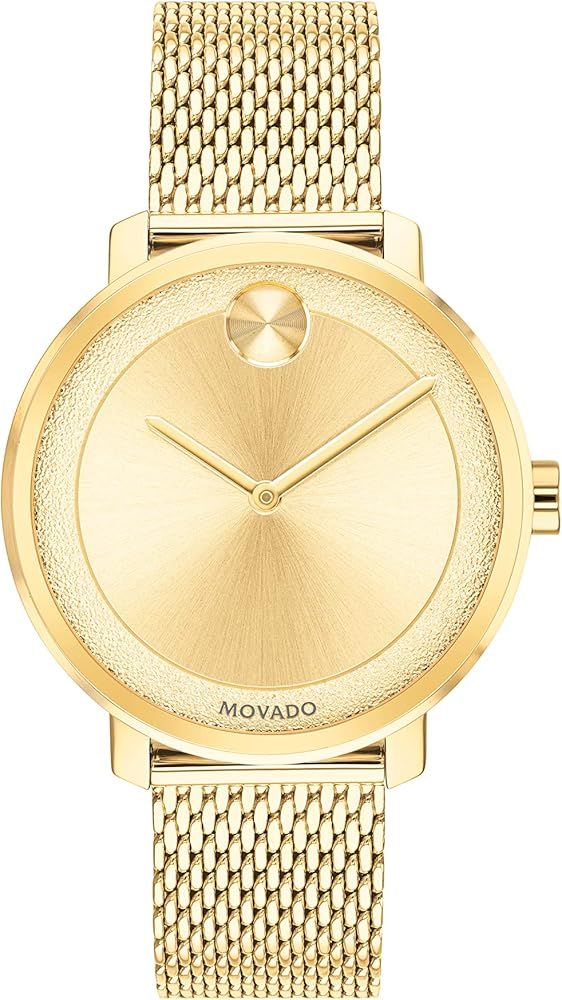 Movado Bold, Yellow Gold Ion-Plated Stainless Steel Case, Gold Dial, Yellow Gold Ion-Plated Stain... | Amazon (US)