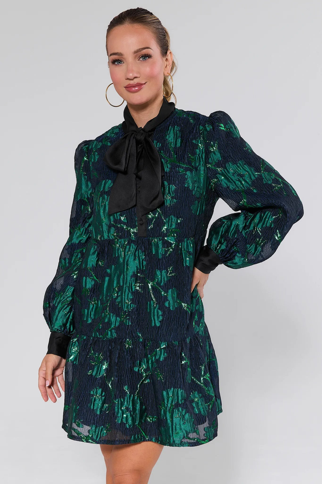 Melissa Floral Brocade Short Dress | Avara