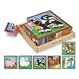 Amazon.com: Melissa & Doug Farm Wooden Cube Puzzle With Storage Tray - 6 Puzzles in 1 (16 pcs) : ... | Amazon (US)