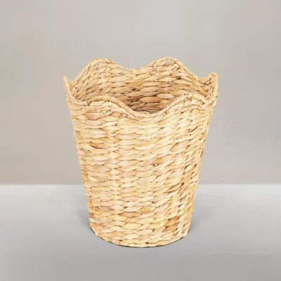 Woven Water Hyacinth Wastebin With Scalloped Edge | Wayfair North America